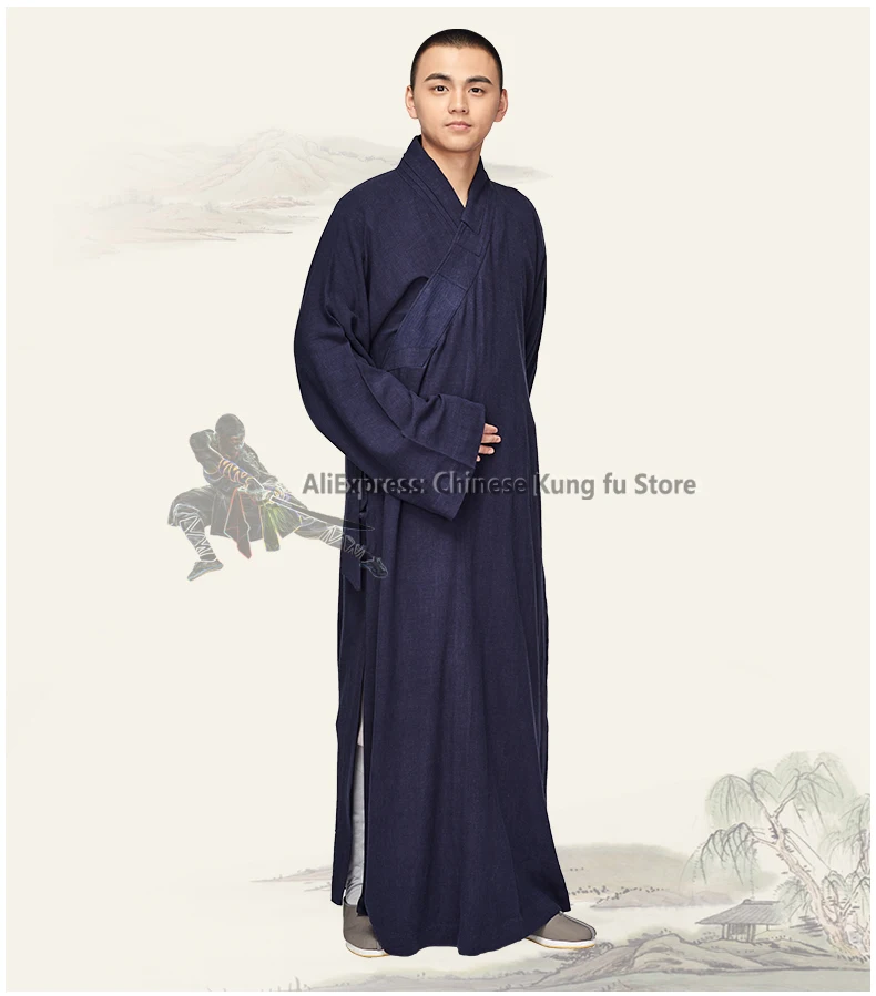 High Quality Cotton Linen Buddhist Robe Monk Dress Shaolin Kung fu Suit Tai Chi Uniform Martial arts Clothes Meditation Robes