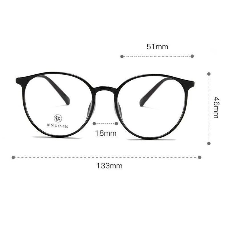 TR90 Frame Titanium Leg Round Prescription Spectacles Student Oversized Myopia Photochromic Eyeglasses Diopter -0.5 -0.75 To -6