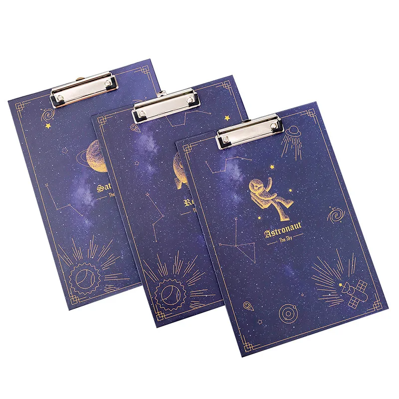 Korea Creative Fantasy Starry Sky A4 File Board Clip Learning Office Pad Writing Board Clip File Folder Report Folder