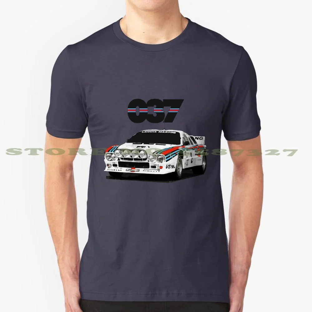 Lancia Rally 037 Race Car 100% Cotton T-Shirt Racing Stripes Drift Group B Supercar Stratos Dino Delta Integrale Top Gear