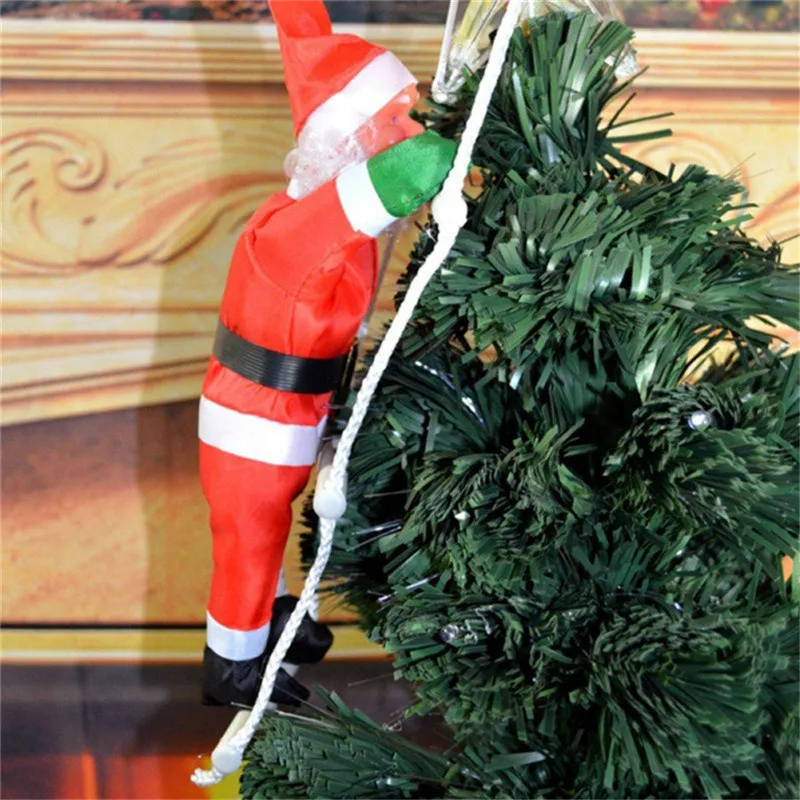 Christmas Climbing Hanging Santa Claus On Rope Ladder Christmas Tree Indoor Outdoor Wall Hanging Ornament Decoration For Home