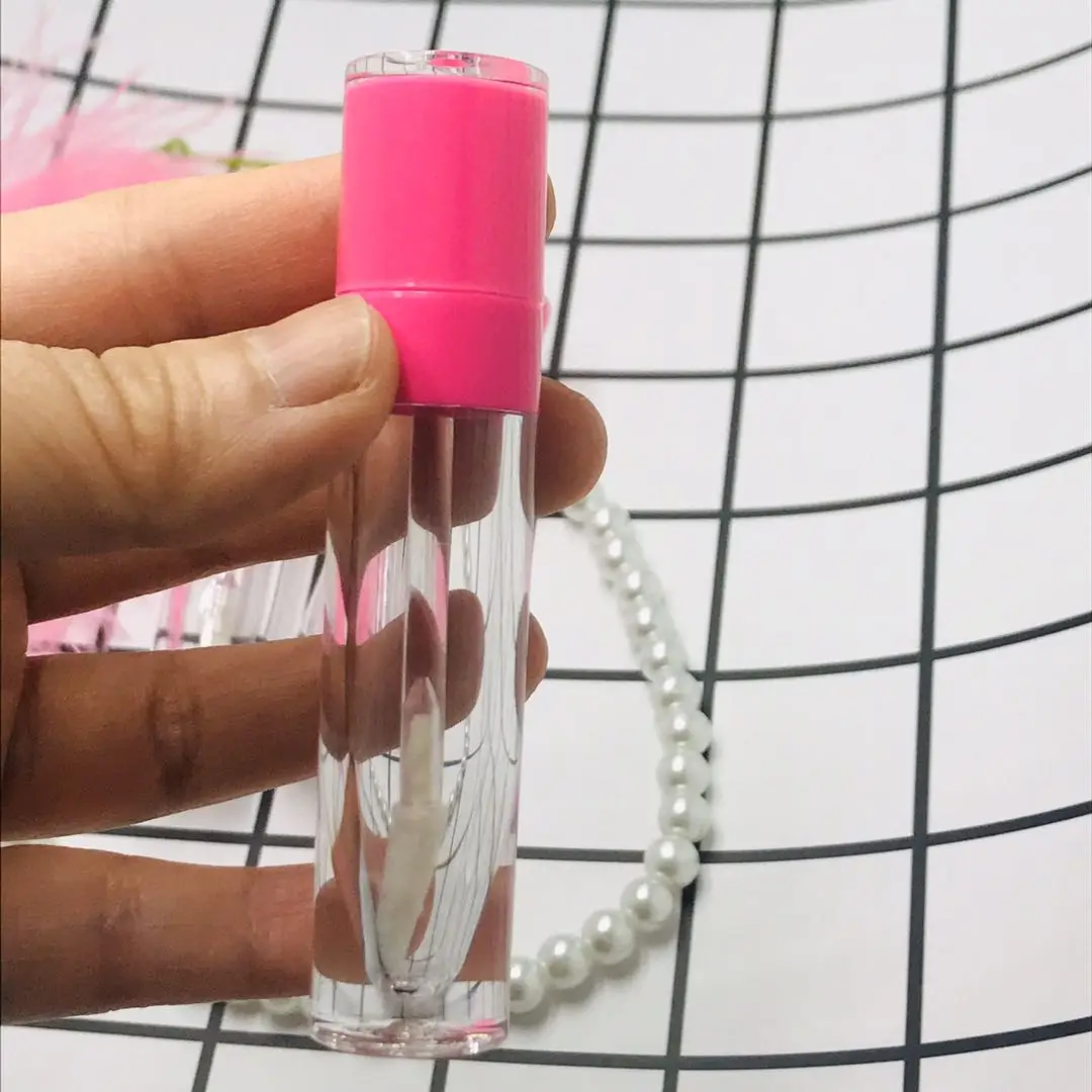 Großhandel 5ml Leere Lipgloss-Tuben mit Baby-Pink-Kappe AS Lipglaze-Behälter Verpackungsflasche Lippenstift Make-up – Detail 3