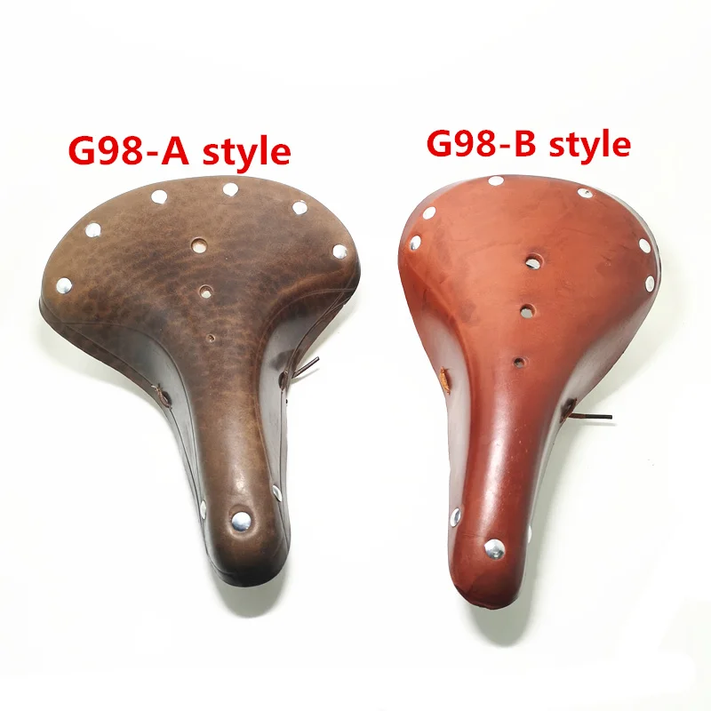 Retro Traditionelle Nieten Design Kuh Leder Sattel Rennrad Vintage Klassische Sitz MTB Kissen Fahrrad Radfahren Kissen Mit Seil – Detail 4