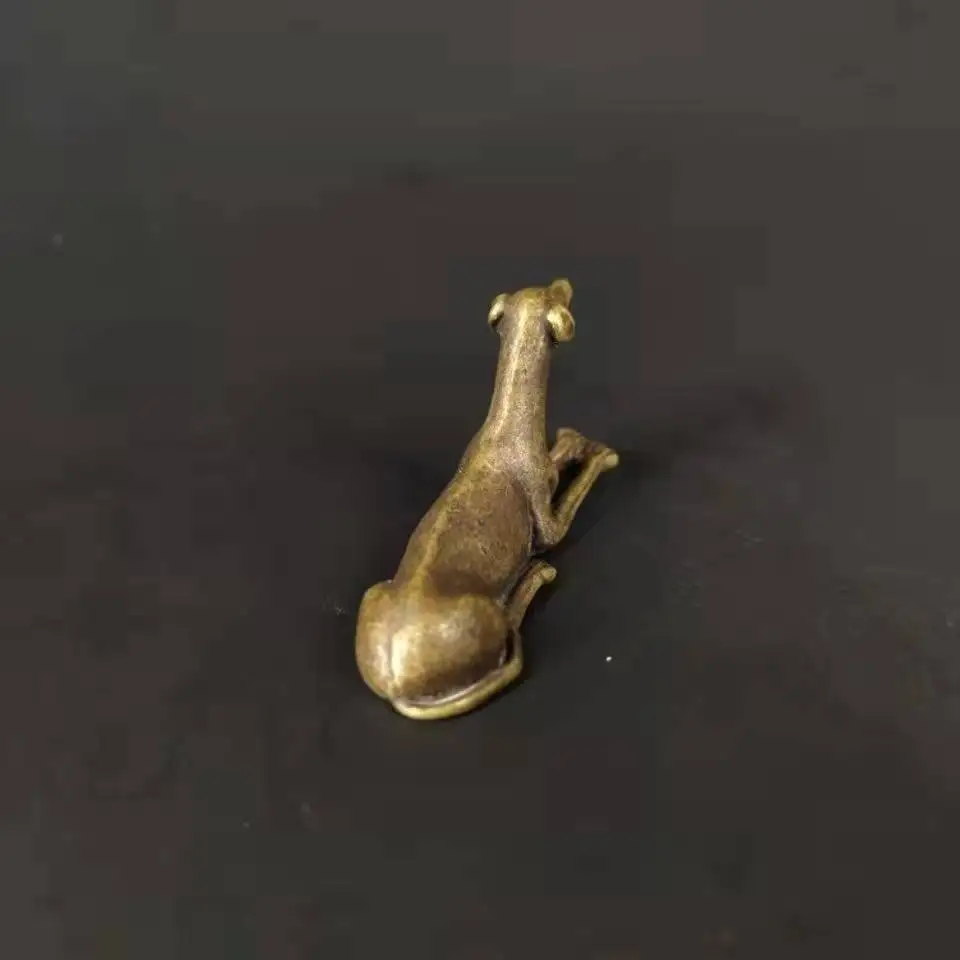 Chinese solid brass dog ornaments small line dog standing dog fighting dog guard dog Chinese zodiac prosperous wealth dog miniat