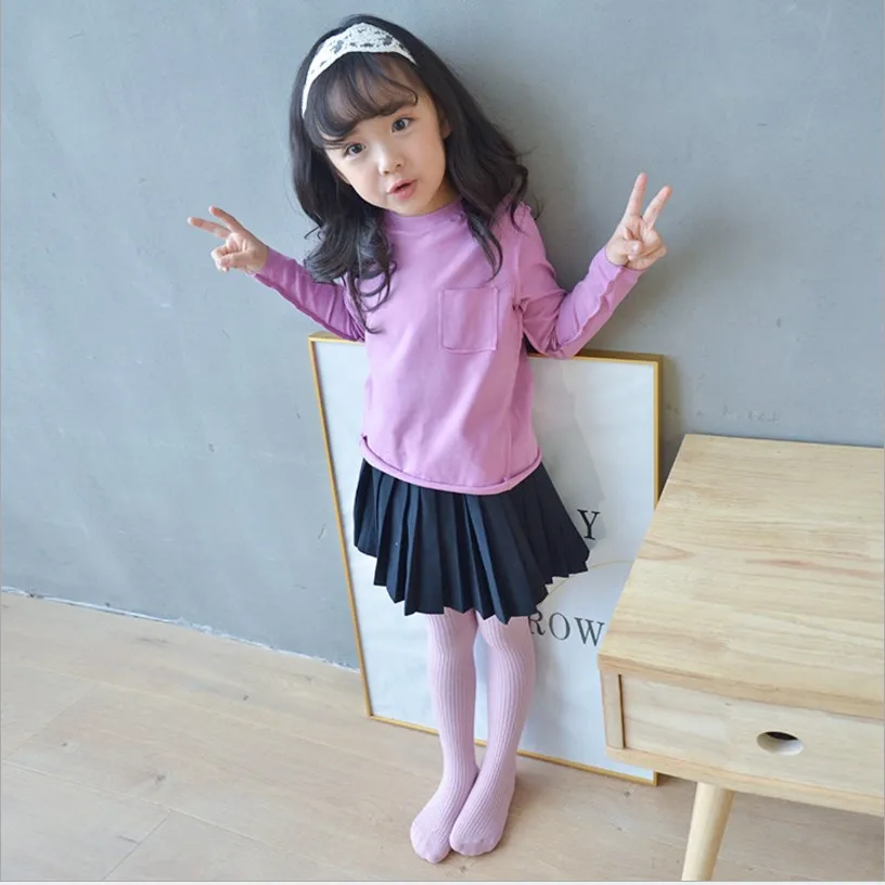 8 Colors Spring Autumn Cotton 2-9 Years Girls Children Baby Girl Pantyhose Solid Color Girl Tights Warm Kids Clothes