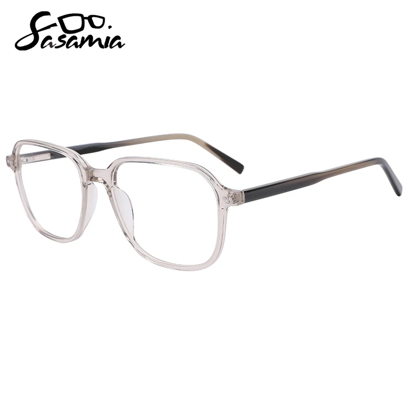 SASAMIA Man Square Glasses Transparent Wood Grain Brand Design Optical Spectacles Frames Myopia Male Eyeglasses Gafas Oculos