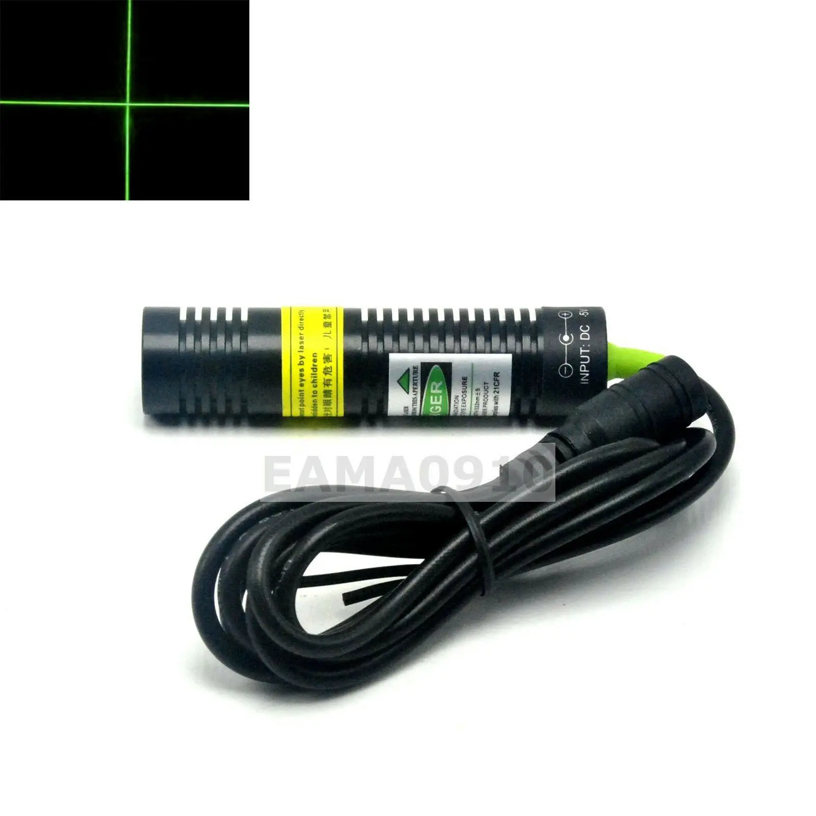 532nm 30mW Green Cross Laser Module Long Time Working 18x75mm w/AC 5V Adapter