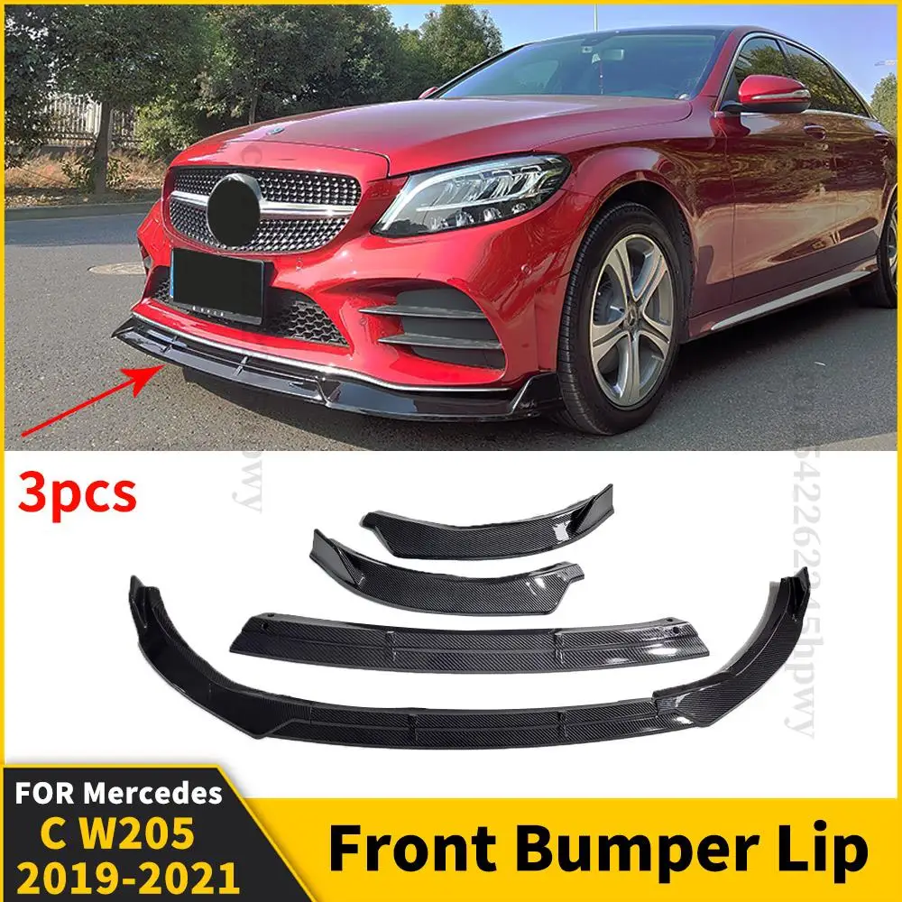 

Front Bumper Lip Chin Accessories Splitter Tuning Body Kit Trim Styling Cover Facelift For Mercedes Benz C W205 2019 2020 2021