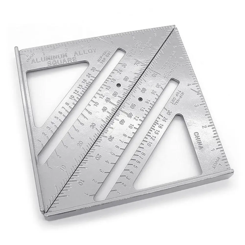 7inch Aluminum Alloy Triangle Angle Protractor Measuring Ruler Woodworking Tool Line Scriber Saw Guide 2 in 1 Ruler