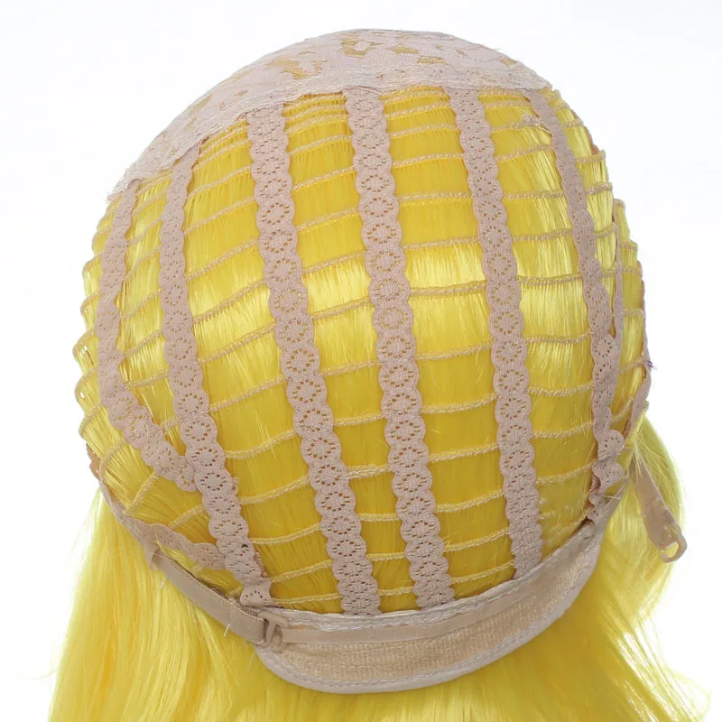 Lady Gaga Wig Yellow Blonde Mixed Synthetic Hair Cosplay Wig Halloween Party Costume Wigs +wig cap