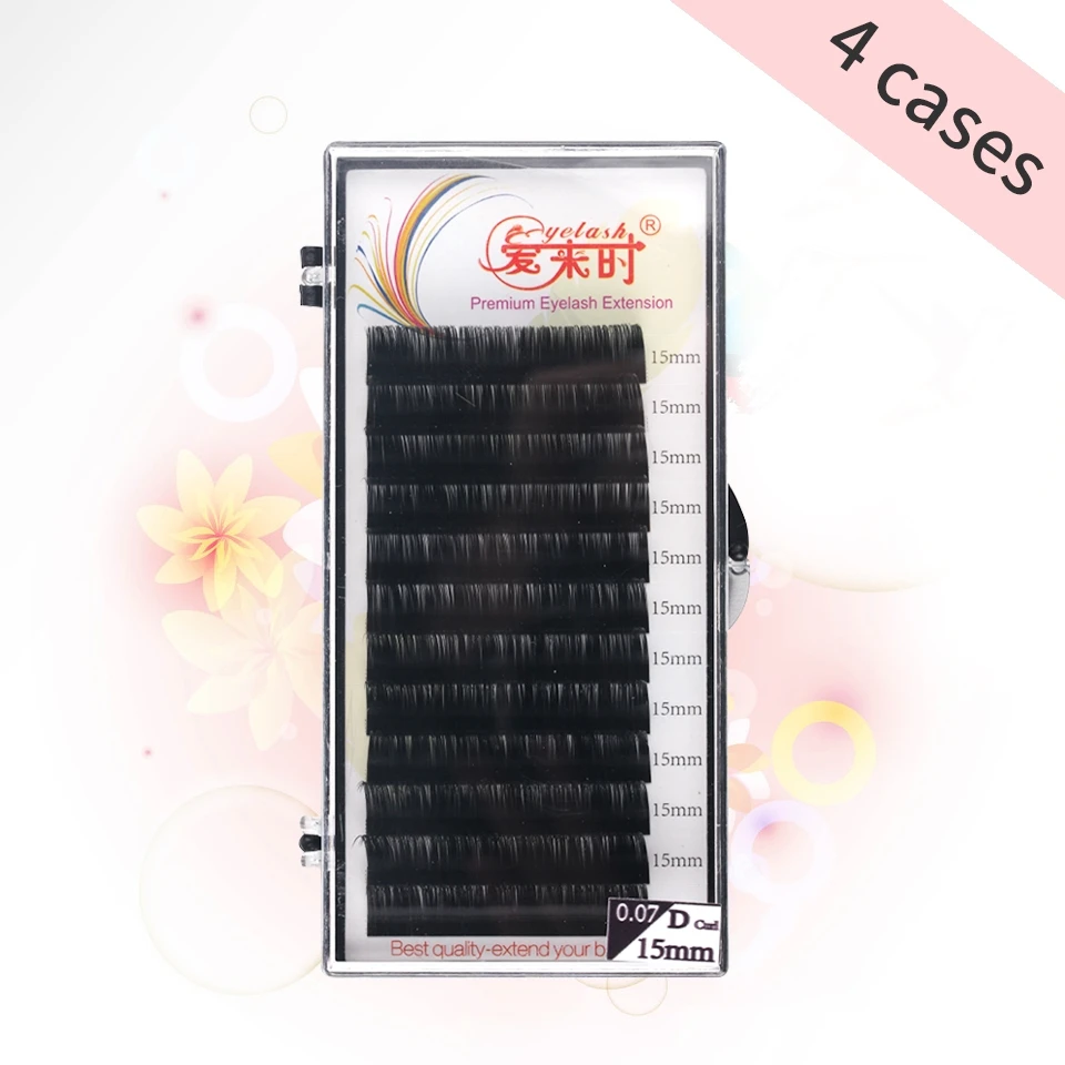 

NEWCOME 4Cases Individual Eyelash Extension Silk Volume Faux Mink Natural Soft Professional Eyelashes Extensions Make up Tools