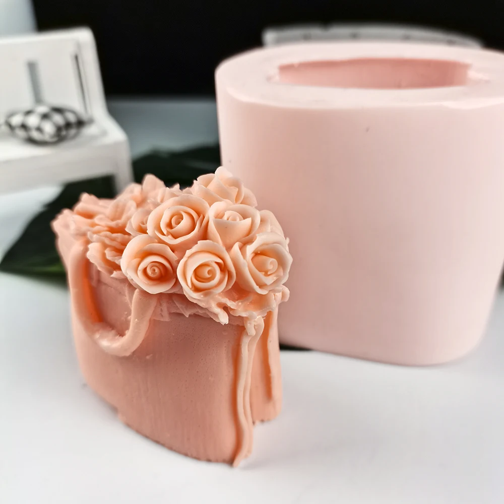 HC0299 PRZY Rose Bouquet In The Bag Soap Mold Flower Mold Silicone Decoration Plant Molds Flowers Candle Moulds Bouquet