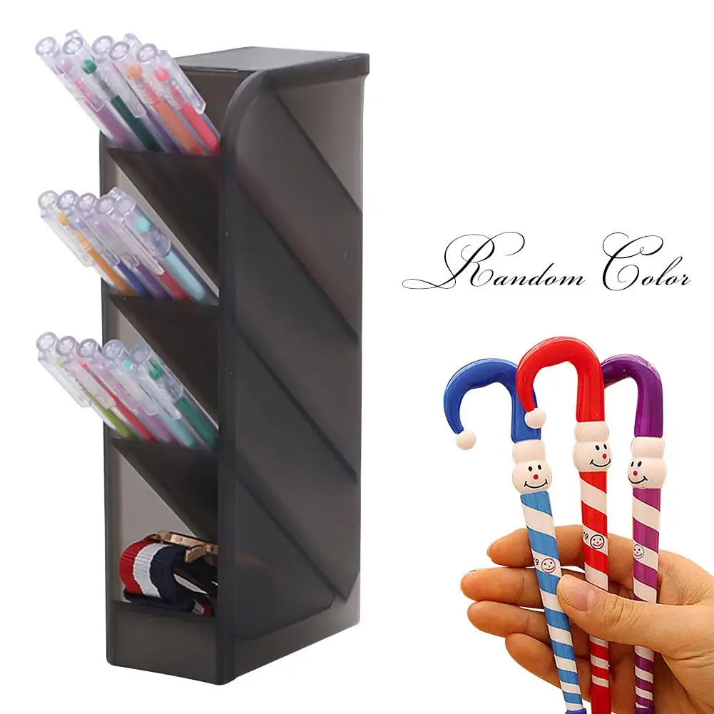 Suporte diagonal fosco para canetas, rack de mesa de armazenamento para papelaria