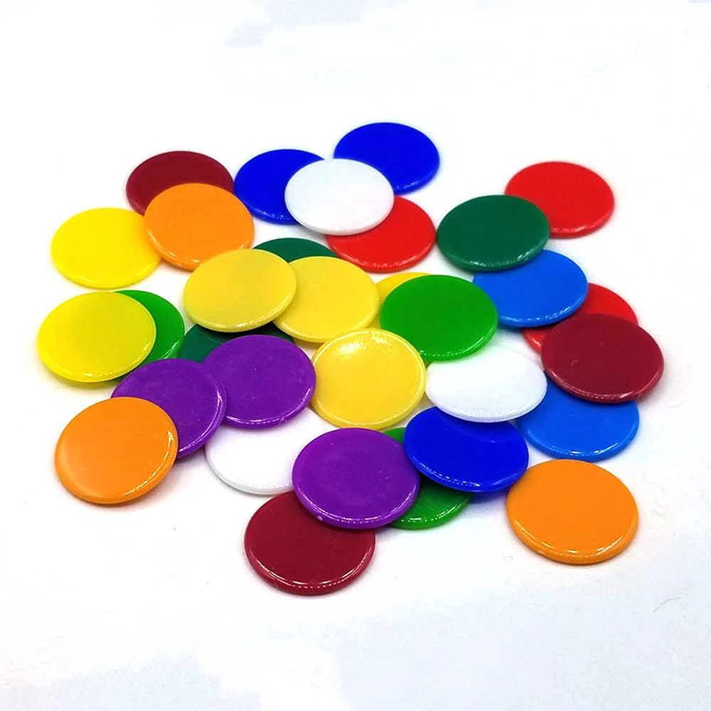 100pcs/Set 19mm Plastic Chips DIY Tokens Color Board Game Coins Bingo Accessories Teaching Game Coins