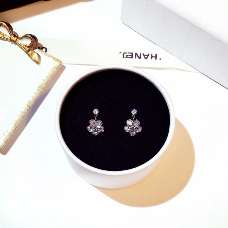 Cute Tiny Bling Crystal Flower Earrring Exquisite AAA Cubic Zircon Stud Earring for Women Feminia Brincos Bijoux Pendant Gift view 6