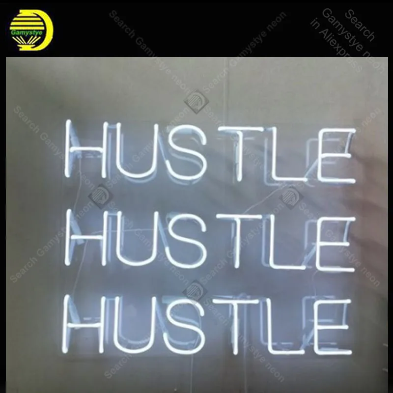 Neon Sign for Hustle Hustle  Home Display Decoracion Beer Neon Light up wall sign Neon Signs for Room Cute Room Decor Neon Light