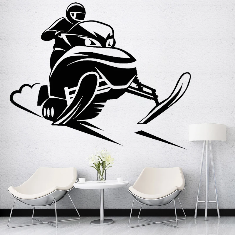 Snowmobile Competition Stickers Snowmobile Wall Decals Home Decoration Winter Activities Murals Extreme Sports Stickers Decals