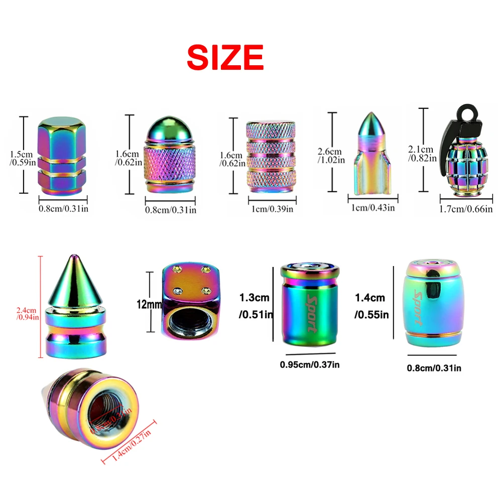 DSYCAR 4Pcs/Set Multicolor Car Moto Bike Tire Wheel Valve Cap Dust Cover Car Tire Valve Stem Caps Car Styling