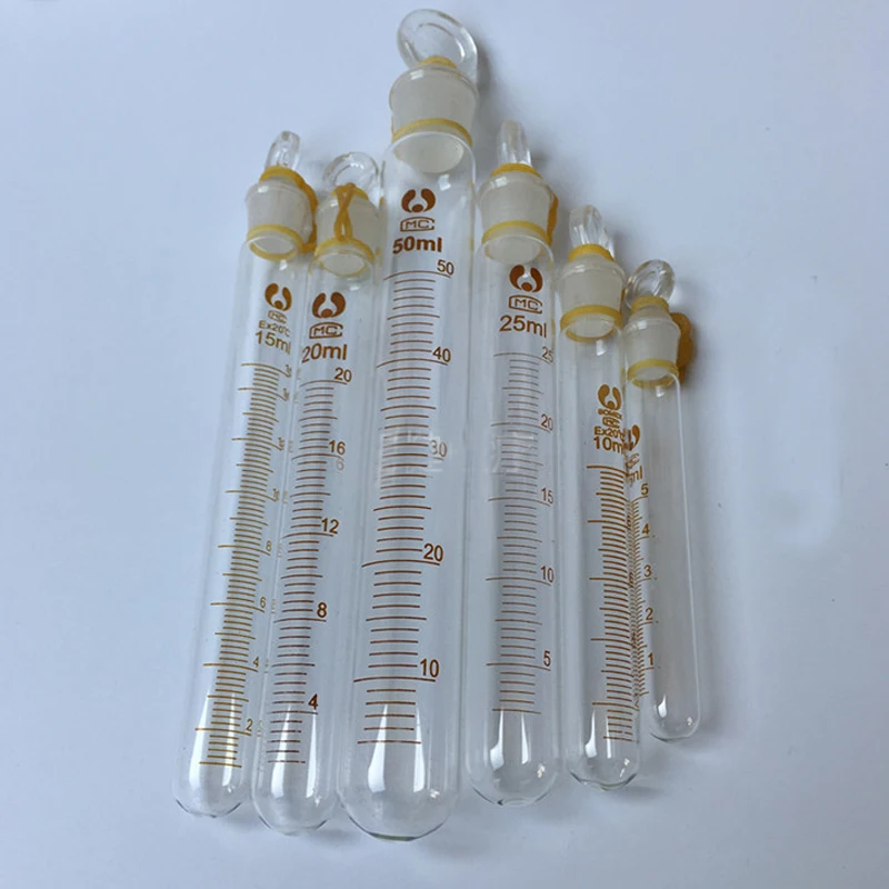 5mL-50mL Graduated Glass Test Tube with Grinding Mouth Cap for Experiment