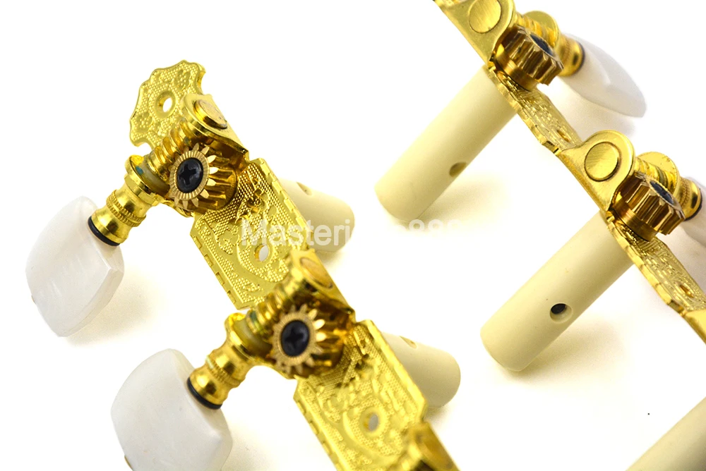 Alice AOS-020/B1 Gold-Plated กีตาร์คลาสสิกจูนเปิดเกียร์จูนเนอร์ยาว PC ปุ่มสีขาว