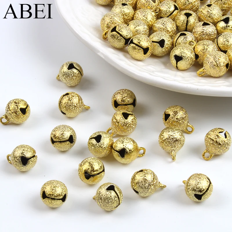 50pcs 10mm Copper Bells DIY Crafts Accessories Christmas Gingle bell Wedding party Decoration Matte Gold Bell