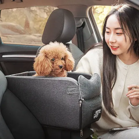 휴대용 애완견 카시트 중앙 제어 개 캐리어, 미끄럼 방지 안전 자동차 팔걸이 박스 부스터 침대, 소형견 고양이 강아지 여행용