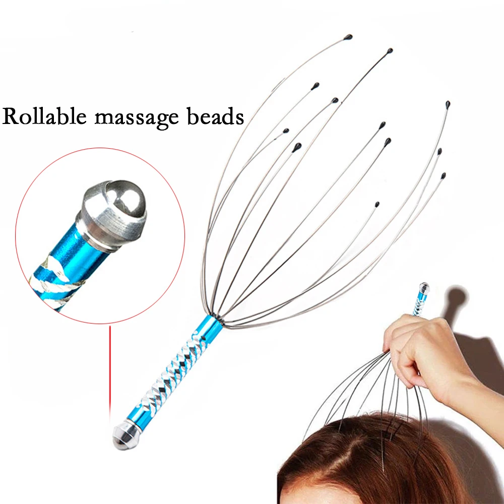 2024 Octopus Head Massager Scalp Relaxation Relief Body Massager Remove Muscle Tension Tiredness Metal Head Massager Instrument