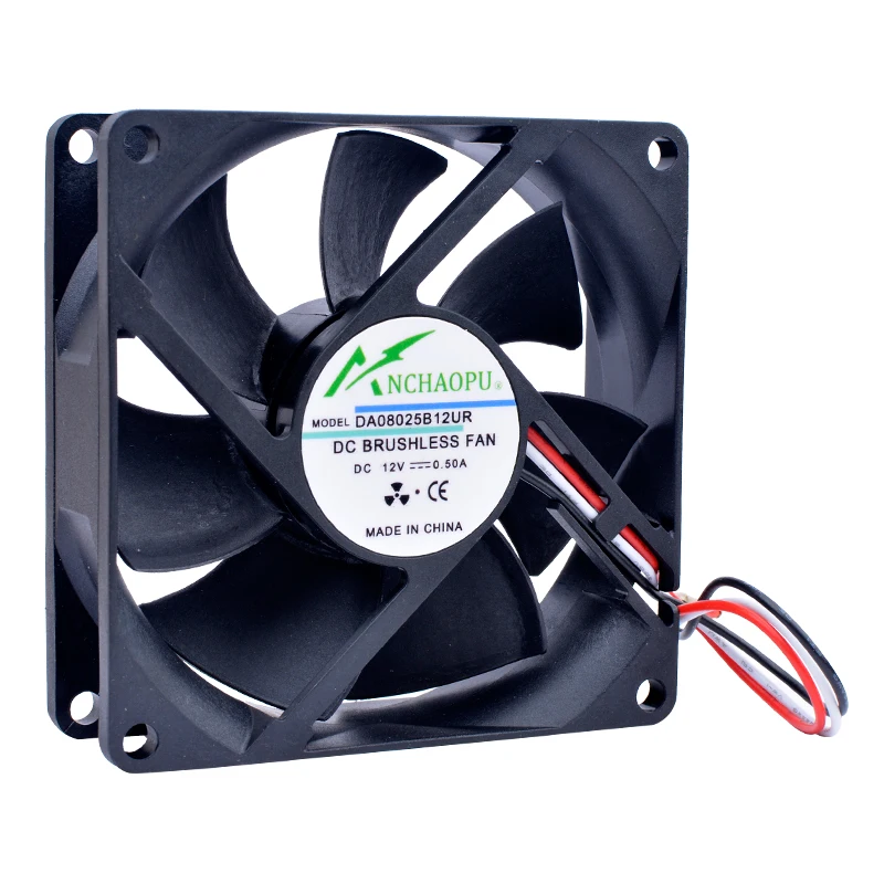 DA08025B12UR 8cm 80mm fan 80x80x25mm DC12V 0.50A 3 wires 3pin alarm function cooling fan for UPS power supply