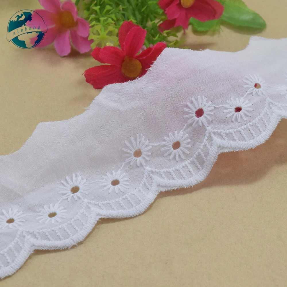 4.5cm Wide 100% Cotton Embroid Lace Sewing Ribbon Guipure Trim Wedding Decoration DIY Dolls Colthes Dress Accessories  #4208