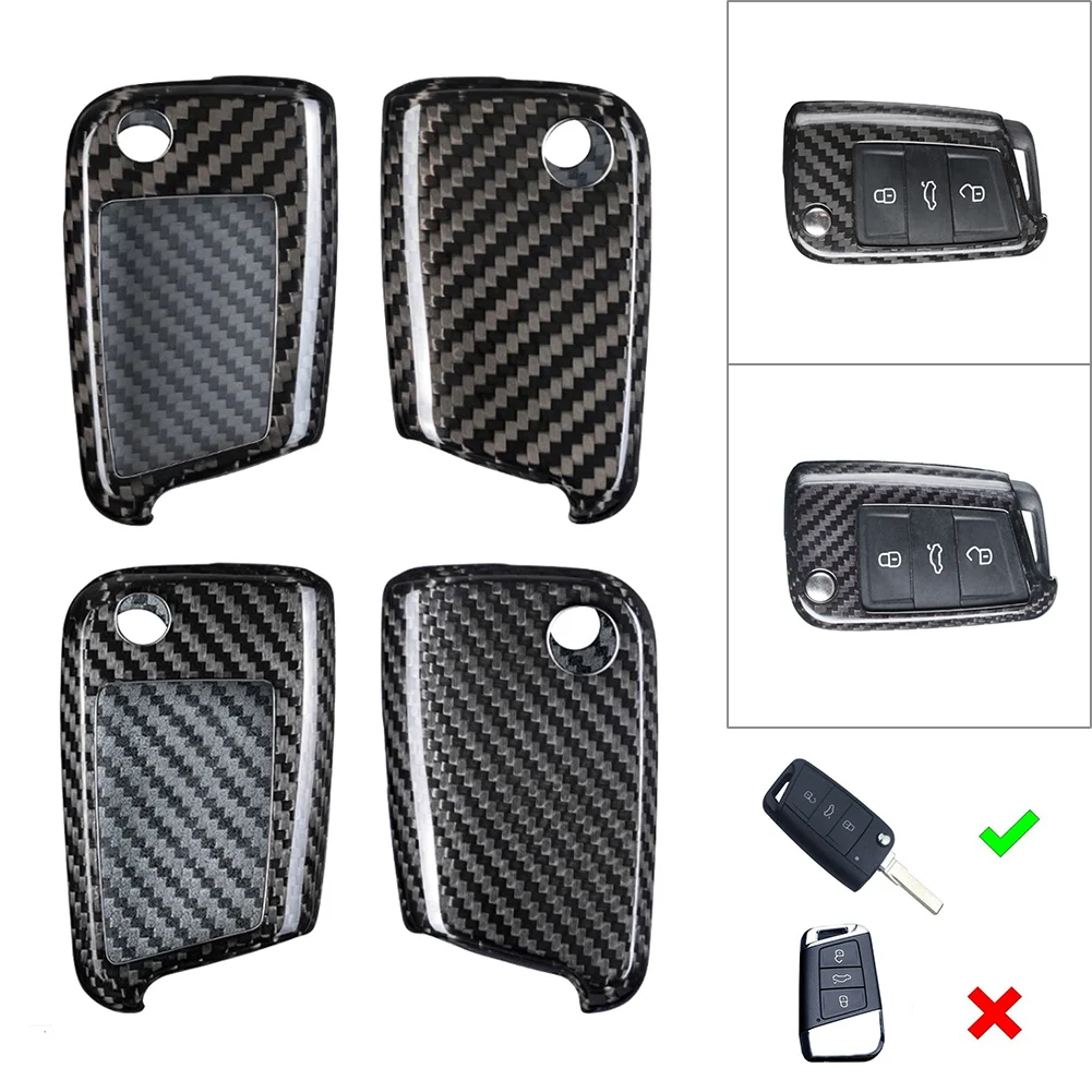 Carbon Fiber Car Remote Key Shell Cover Case Housing Replacement For VW MK7 Golf GTI Jetta 2015-up