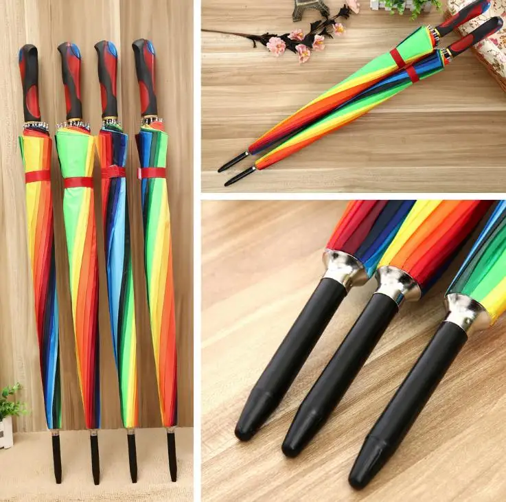 100pcs Fedex Wholesale Rainbow Umbrella Water Proof Sun Rain 16k Golf Umbrella Golf Automatic Long-handle Wholesale