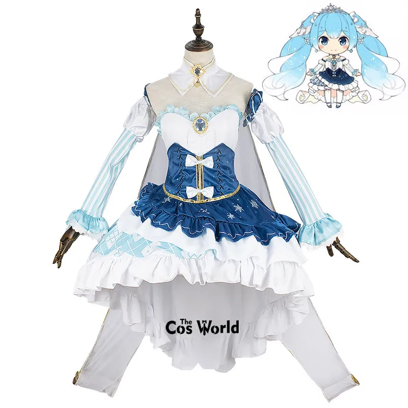 2019 Miku Princess Snow Dress Uniform Outfit Anime Cosplay Costumes