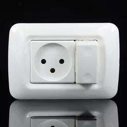 Israel Household standard Power Plug Wall Socket With 1Gang 1Way Switch Plug 118mm * 80mm White Flame Retardant Panel