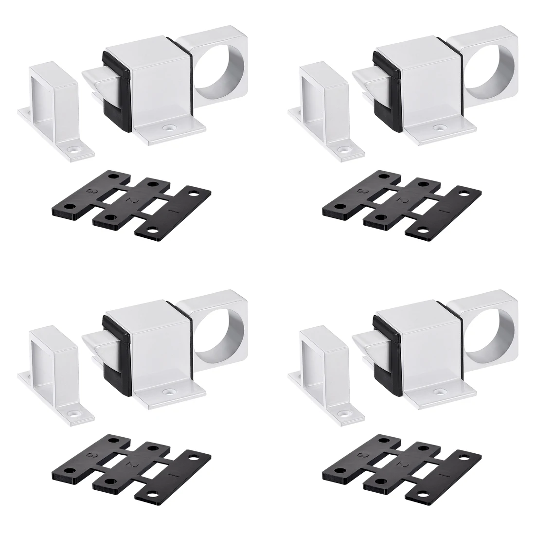 uxcell 4Pcs Door Bolt Latch, Aluminum Alloy Security Automatic Window Gate Spring Bounce Lock, (White)