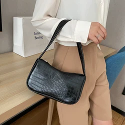 Vintage Crocodile Pattern Ladies Underarm Bag Fashion Design PU Leather Women Small Shoulder Bags Simple Female Handbag