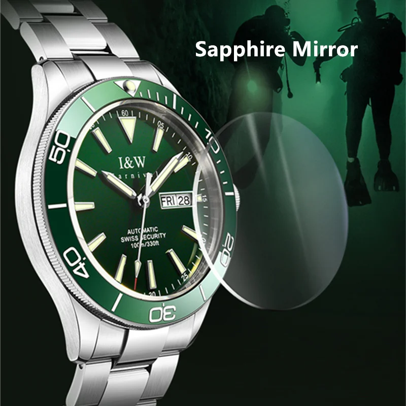 Switzerland Luxury Brand Automatic Mechanical Watch Men Waterproof 100m Diving Sports Green Water Ghost Wrist Watches for men