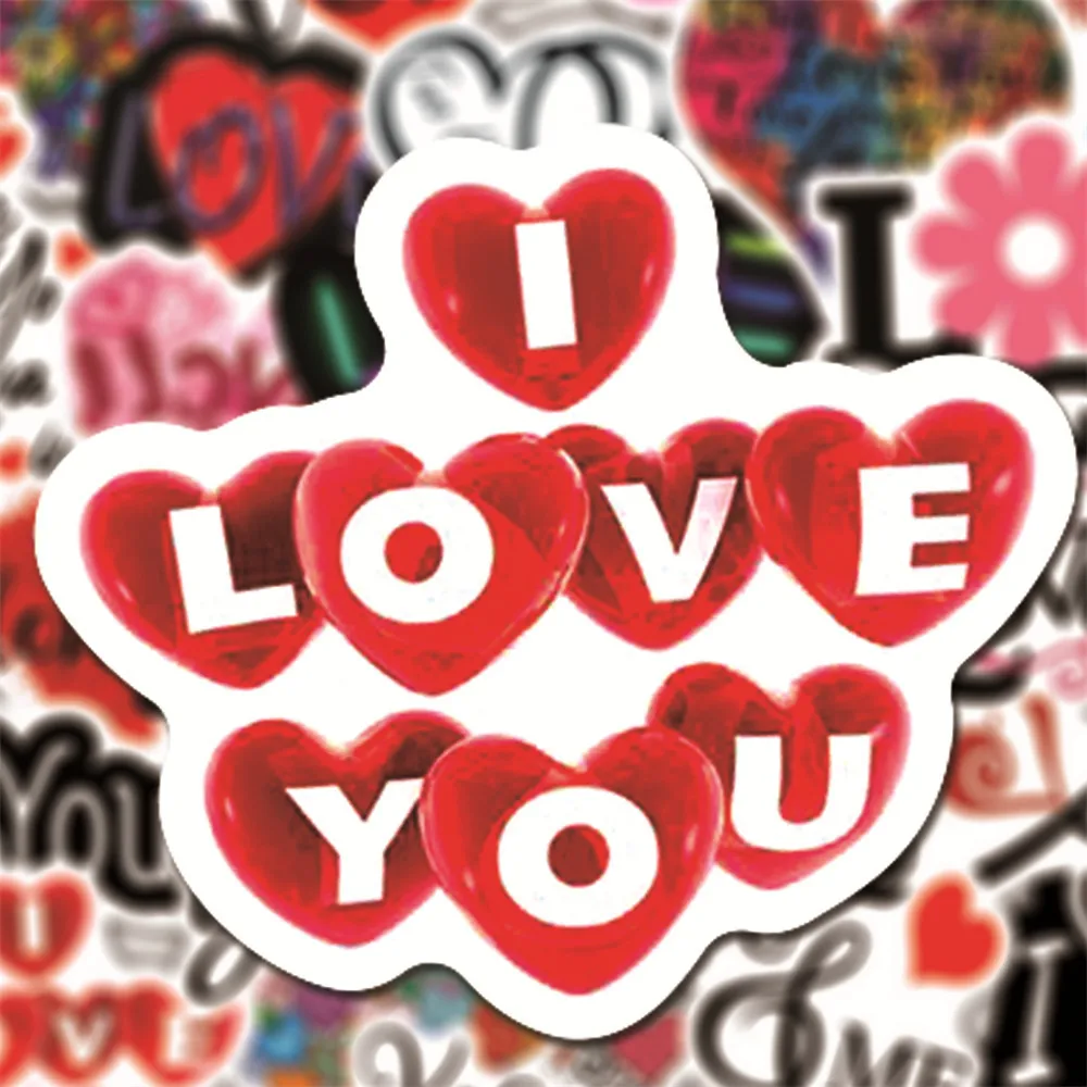 10/30/50PCS I Love You Heart Design Stickers Laptop Guitar Luggage Skateboard Waterproof Cool Graffiti Sticker Decal Kid Toys