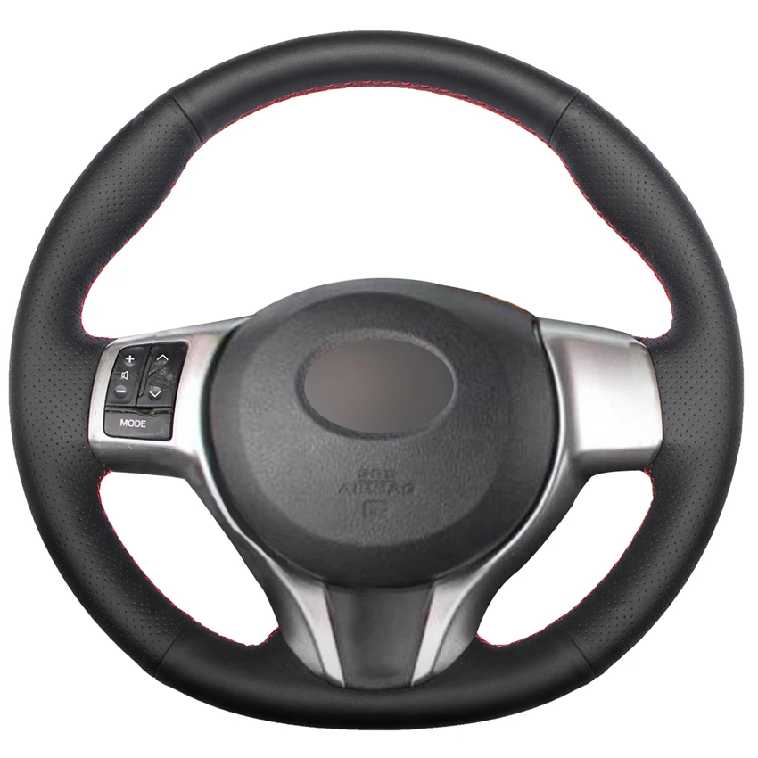 

Hand-stitched Black Leather Car Steering Wheel Cover for Toyota Yaris Verso S Vitz Ractis Subaru Trezia 2011-2015