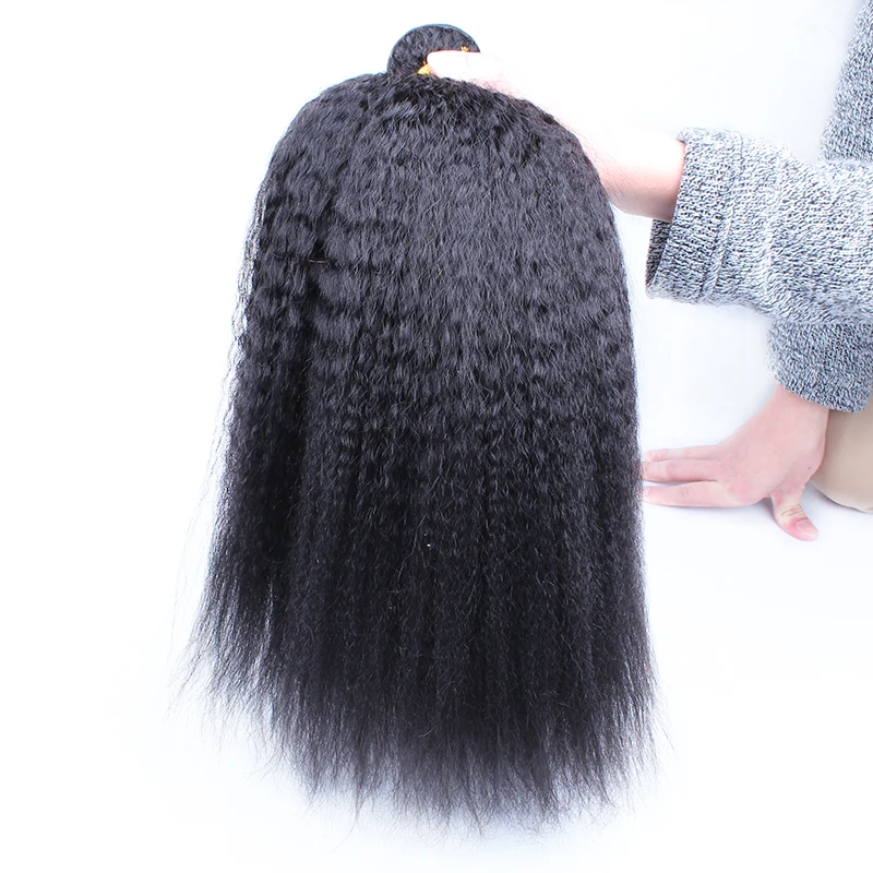 Kinky Straight Hair Brazilian Hair Weave Bundles Natural Color Coarse Yaki Human Remy Hair Extension Dolago 2 Or 3 Bundles