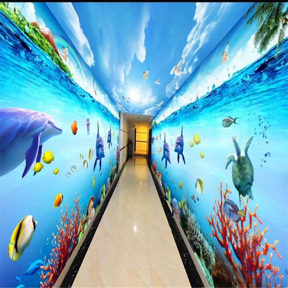 3d stereoscopic wallpaper Fantasy three-dimensional underwater world 3d wallpapers theme space background wall