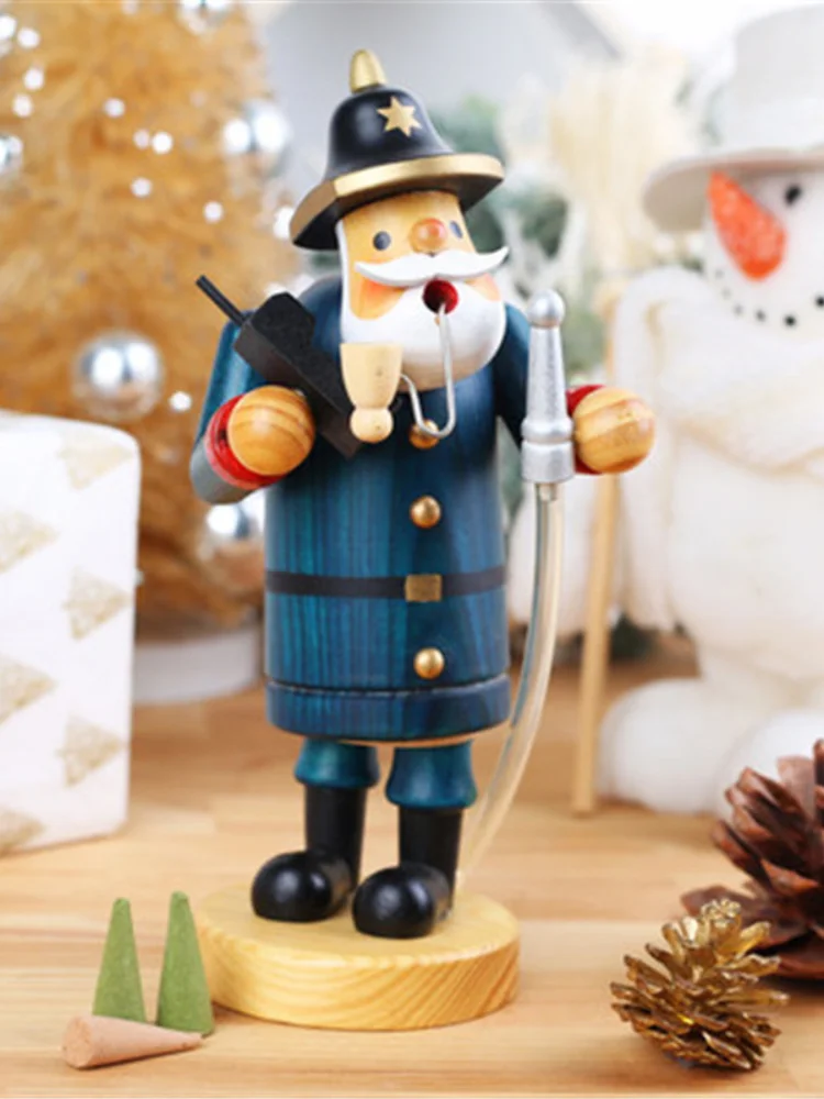 Natal de madeira fumaça soprando boneca queimador incenso encanador fantoche artesanato decoração para casa acessórios a1067