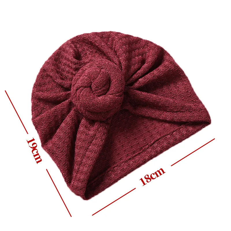 Waffle Crochet Knit Turban Hat 3M-5T Toddler Infant Baby Girls Beanies Snails Boutique Bonnet Fashion Hair Accessories image 5