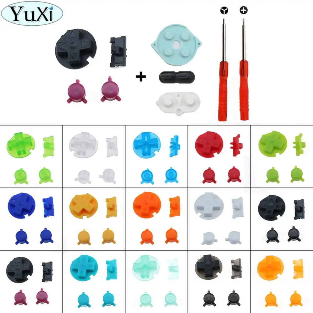 YuXi For Gameboy Pocket Rubber Conductive Buttons A B Buttons Keypads for GBP D Pads Power On Off Buttons & screw drivers tool