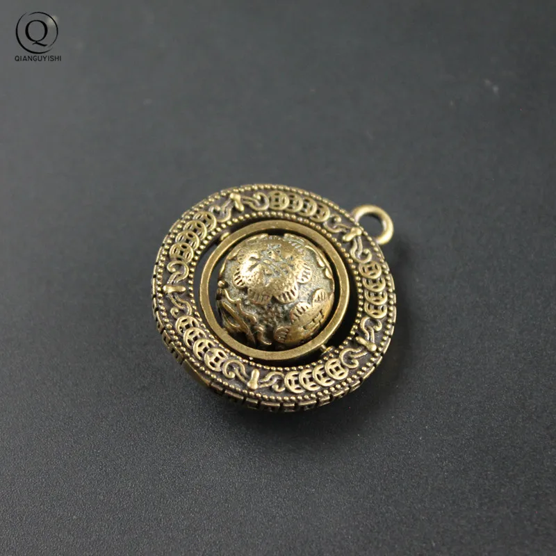 Chinese Characters Blessing Globe Keychain Fashion Rotating Money Lucky Copper Ball Keychain Jewelry For Men Women Birthday Gift