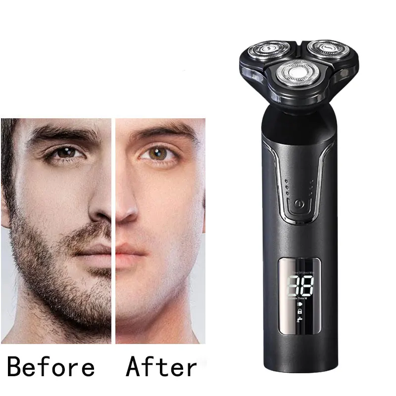 3D Electric Shaver Razor For Men IPX7 Waterproof Wet & Dry Dual Use LCD Display Face Beard Trimmer Shaving Razor Shaving Machine