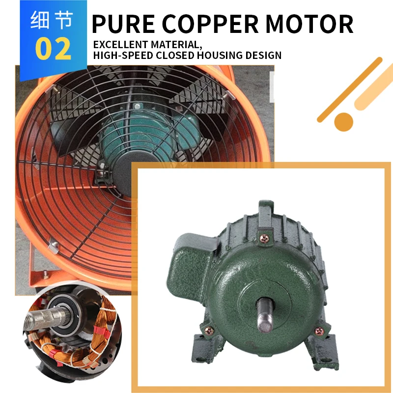 Ventilatore portatile a flusso assiale da 12 pollici Ventilatore 220V Ventilatore di scarico industriale Dock per tunnel Rimozione polvere Ventilatore di scarico Ventola di ventilazione