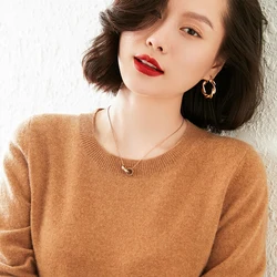 100% reine Ziege Kaschmir Strick pullover heißen Verkauf O-Ausschnitt Pullover Frauen 23 Farben weiche hochwertige Damen Pullover Kleidung