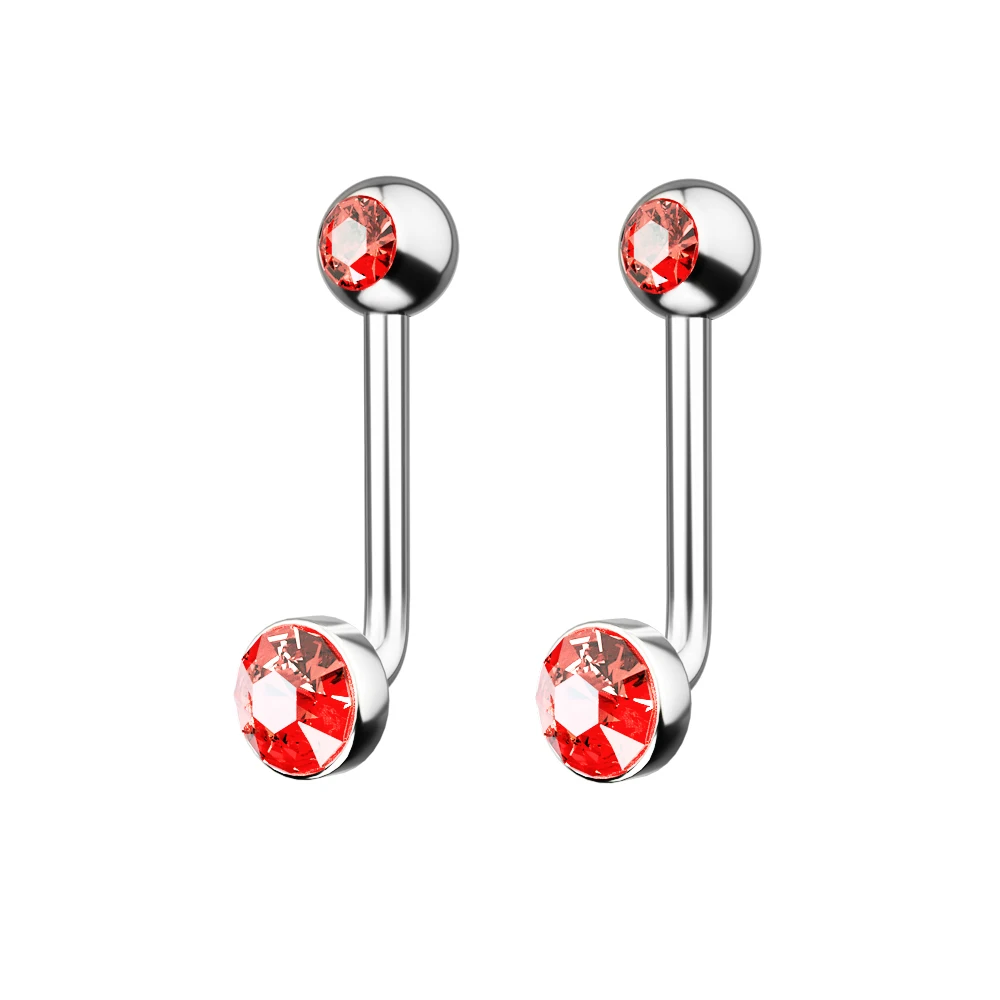 G23 Titanium Crystal Gem Vertical Hood Piercing Lip Ring