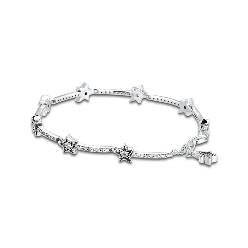 

Celestial Stars Bracelet Clear CZ 925 Sterling Silver Bracelets Jewelry Female Fashion Chain Bracelets for Women Winter Jewelry