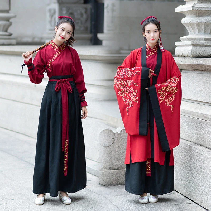 Hanfu จีนคู่โบราณ Vintage Robe Deluxe ชุดราตรีชุดผู้ใหญ่ Halloween Cosplay เครื่องแต่งกายสำหรับ Men & Women 2XL